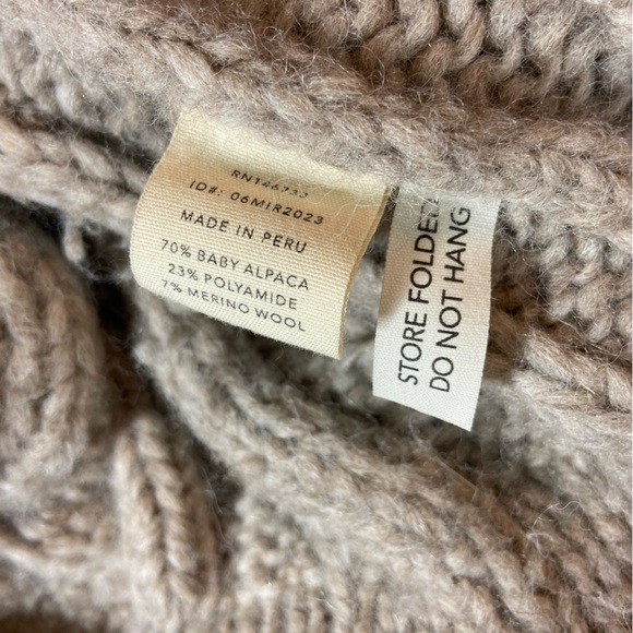 Mirth Cortina Baby Alpaca Blend Chunky Knit Cardigan Camel Beige Fuzzy S Small - Picture 12 of 14